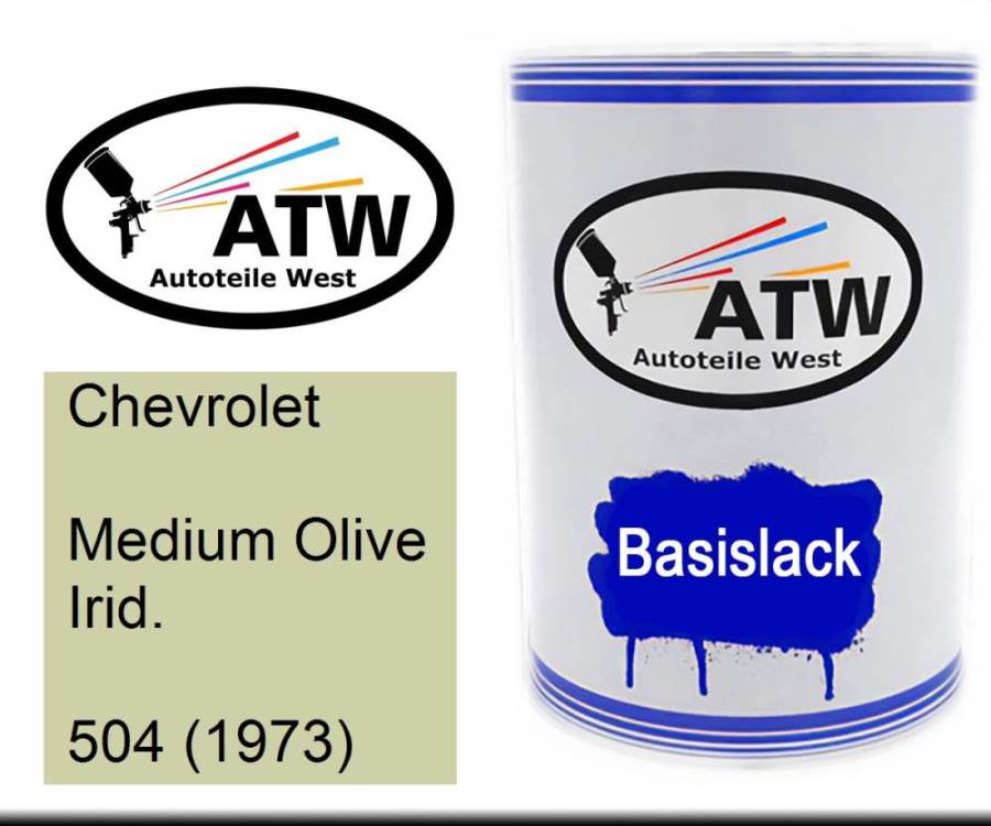 Chevrolet, Medium Olive Irid., 504 (1973): 500ml Lackdose, von ATW Autoteile West.